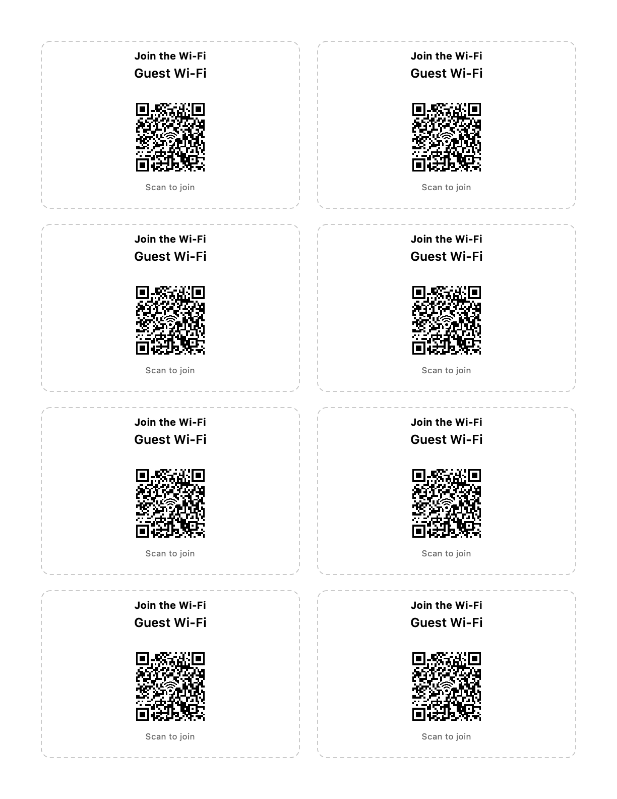 A printable sheet of cut-out Wi-Fi cards